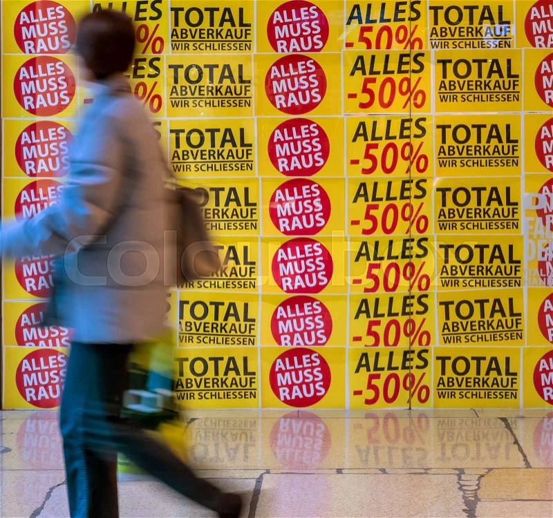 Total sales in a store. store is closed, stock photo