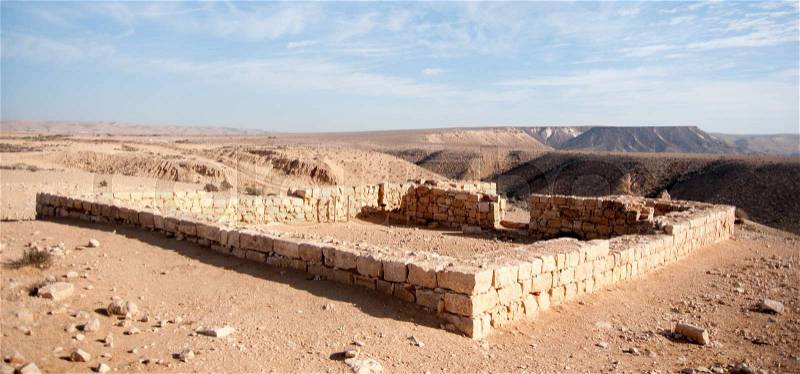 Travel in stone desert - ancient ruins of Israeli Negev, stock photo