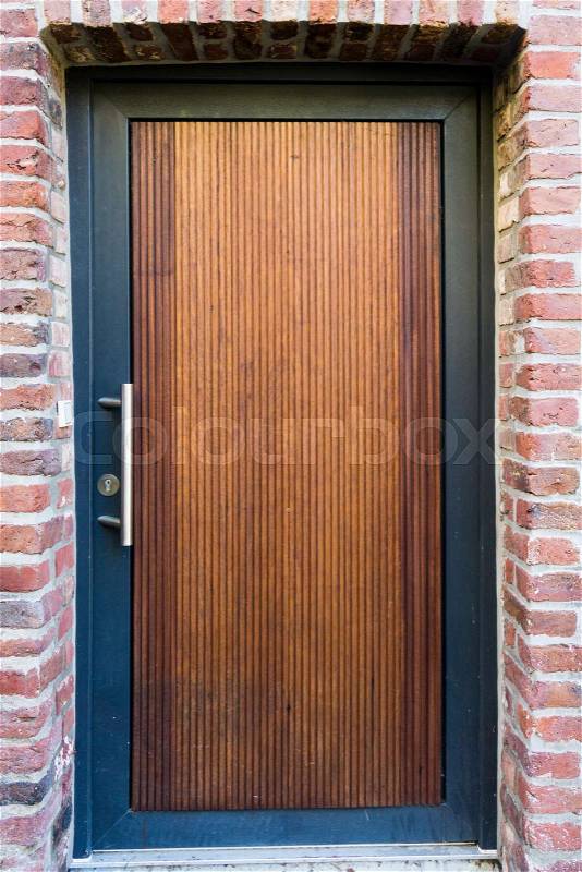 Front Door. Wood door, stock photo