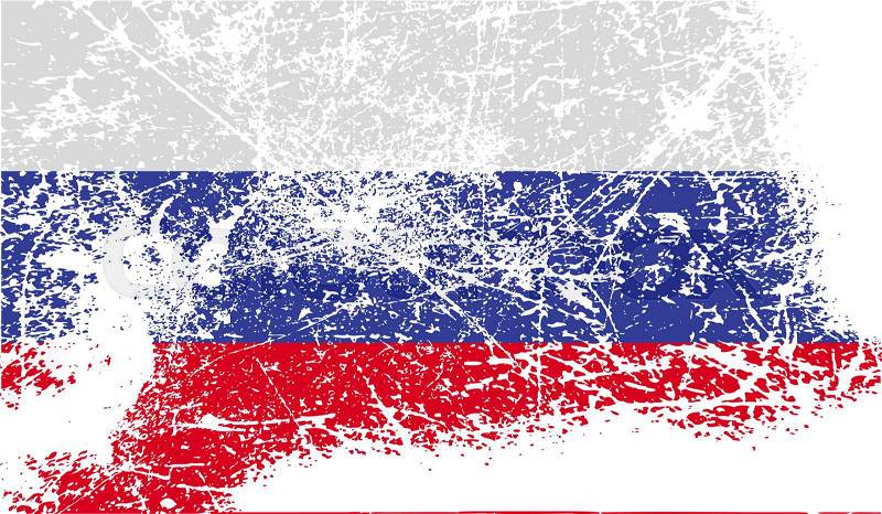 Flag of Russia with old texture. illustration, stock photo