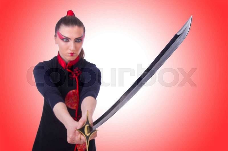 Woman in japanese martial art concept, stock photo