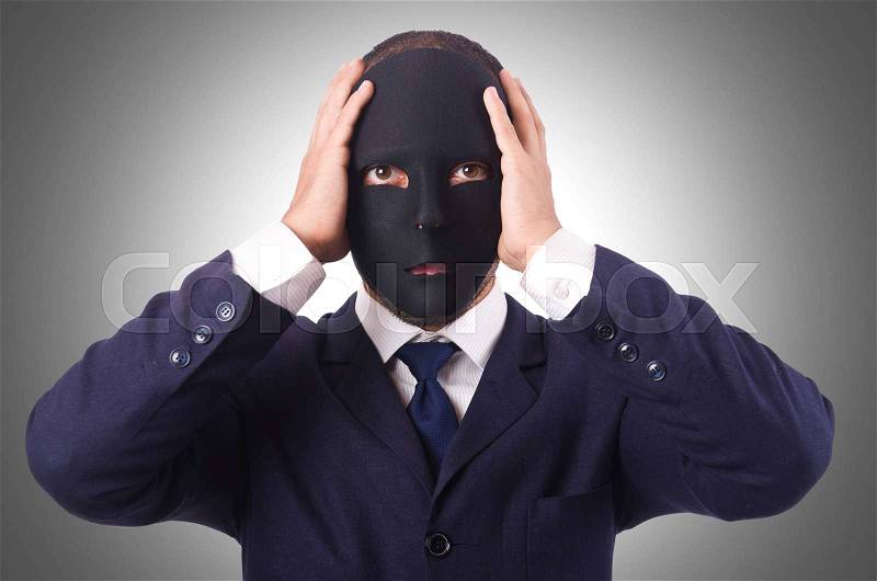 Man with mask isolated on white, stock photo