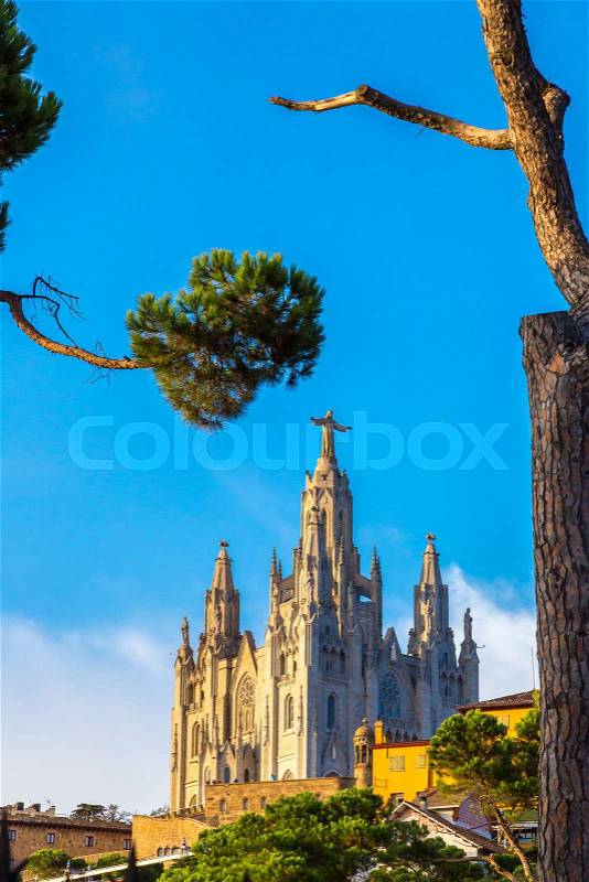 Church of the Sacred heart of Jesus in Barcelona in Spain, stock photo