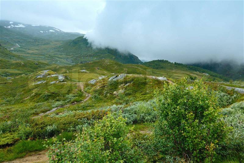 North Norway summer mountain cloudy tundra scene, stock photo
