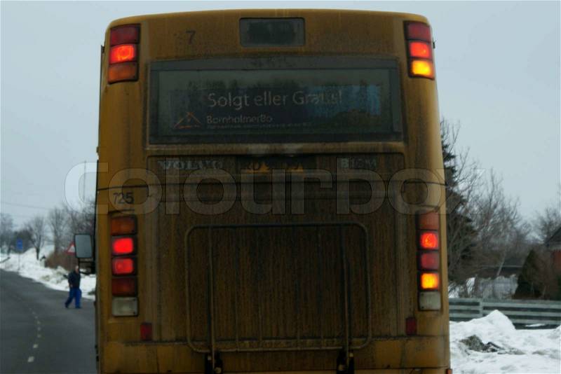 Very dirty backend of public bus, stock photo