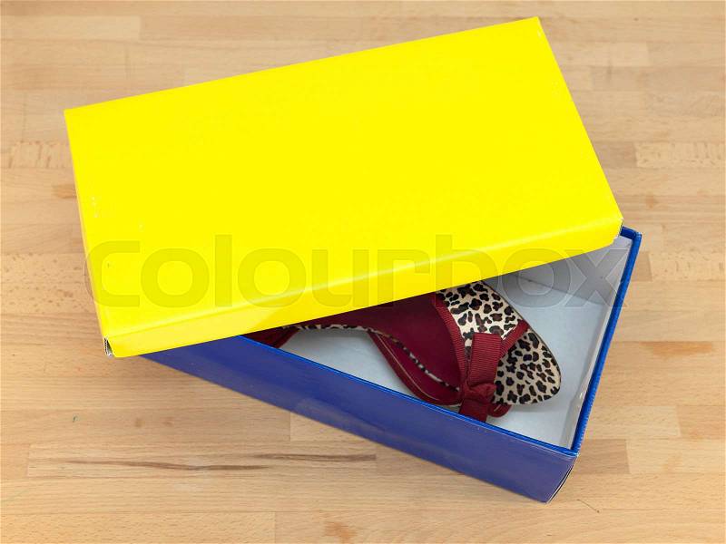 A close up shot of a shoe box, stock photo