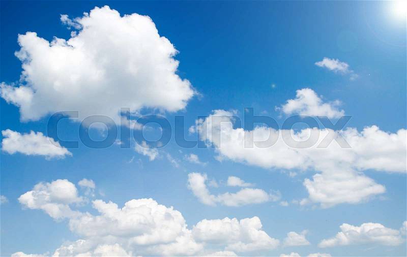 Cloudy sky with bright sunshine, stock photo