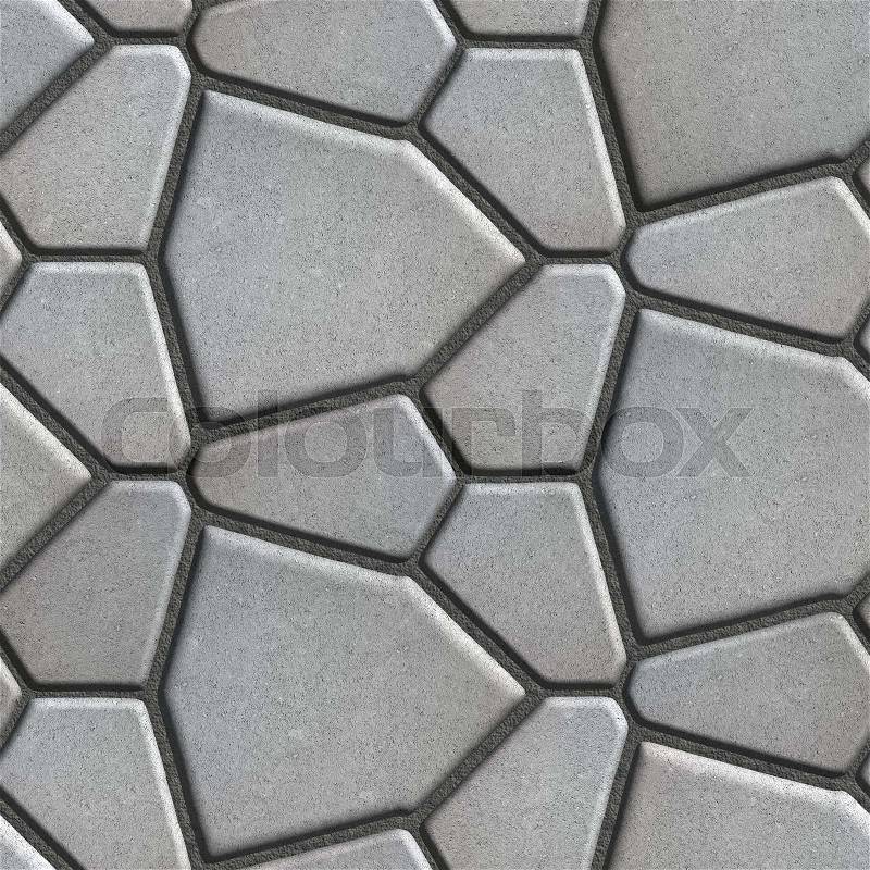 Gray Paving Slabs in the Form of Polygons Different Size. Seamless Tileable Texture, stock photo