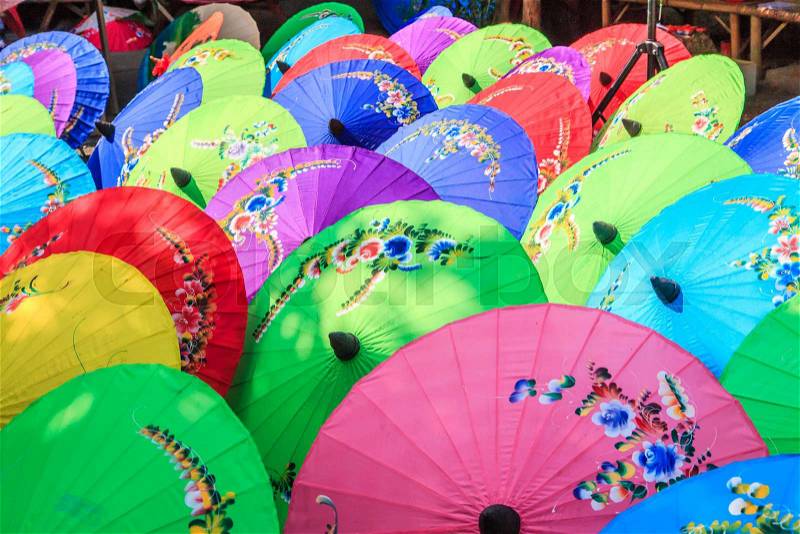 Paper umbrella handmade umbrella Chiang Mai Thailand, stock photo