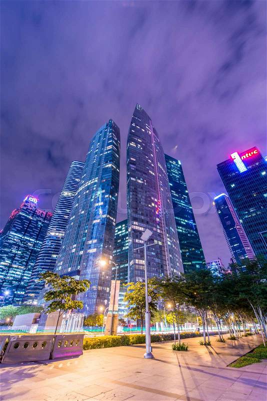 Singapore - AUGUST 4, 2014: Office buildings on August 4 in Singapore, Singapore. Singapore is home to many international businesses, stock photo