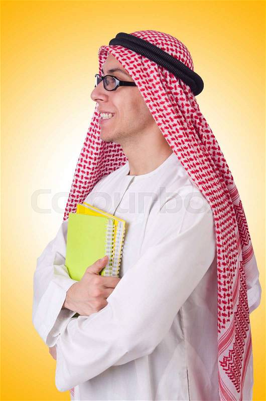 Arab student isolated on white, stock photo