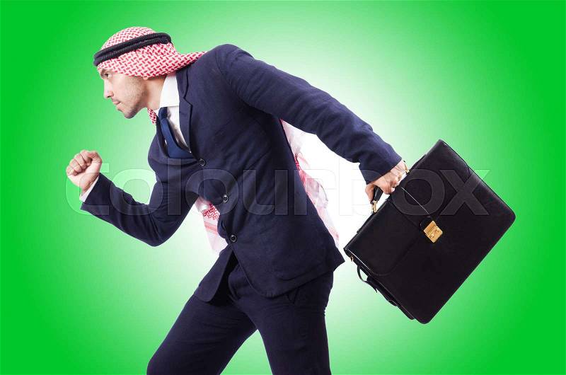 Arab businessman isolated on white, stock photo