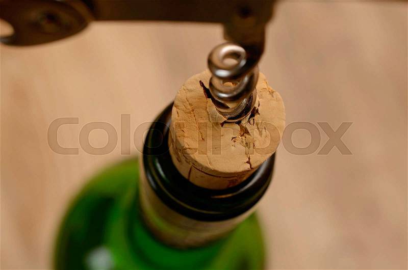 Bottle cork with screw, stock photo