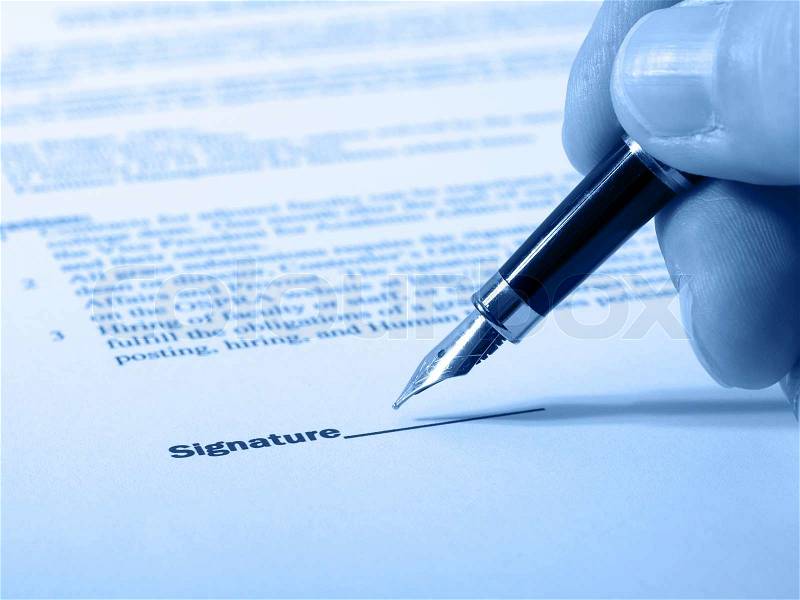 The document for the signature, stock photo