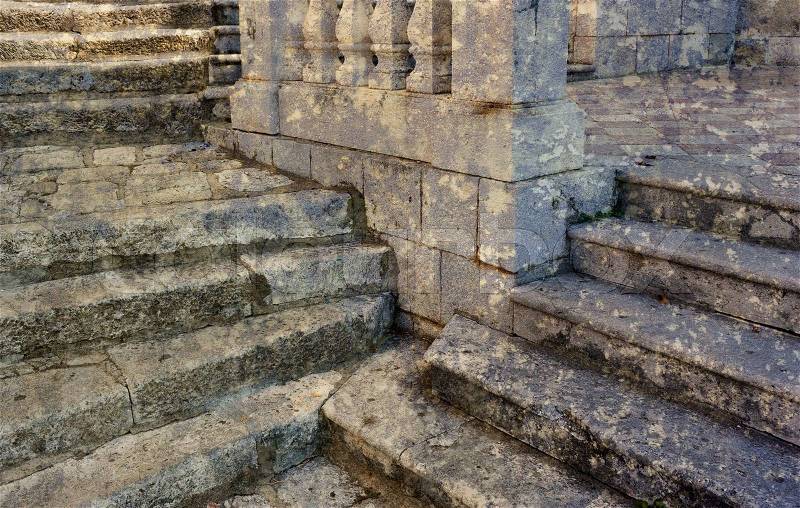 Beautiful old steps. Postcard from Croatia. Several of my photos worked together to reflect age and time, stock photo