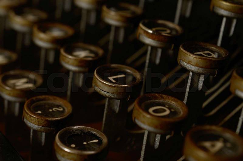 Detail of an old typewriter, stock photo