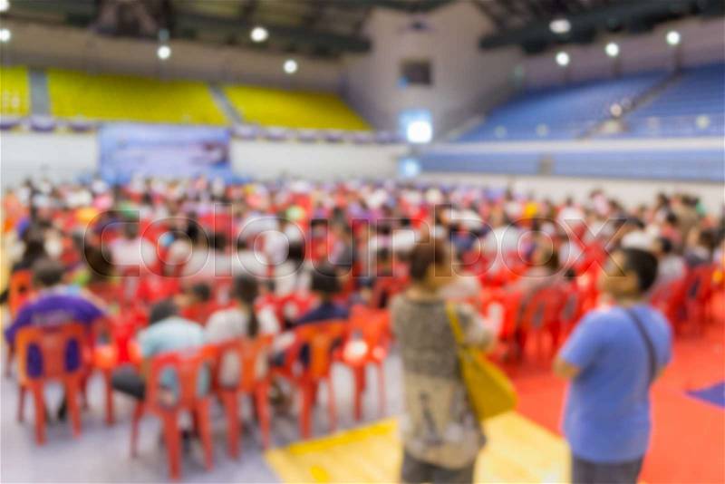 Abstract of blurred people in the public indoor stadium, stock photo