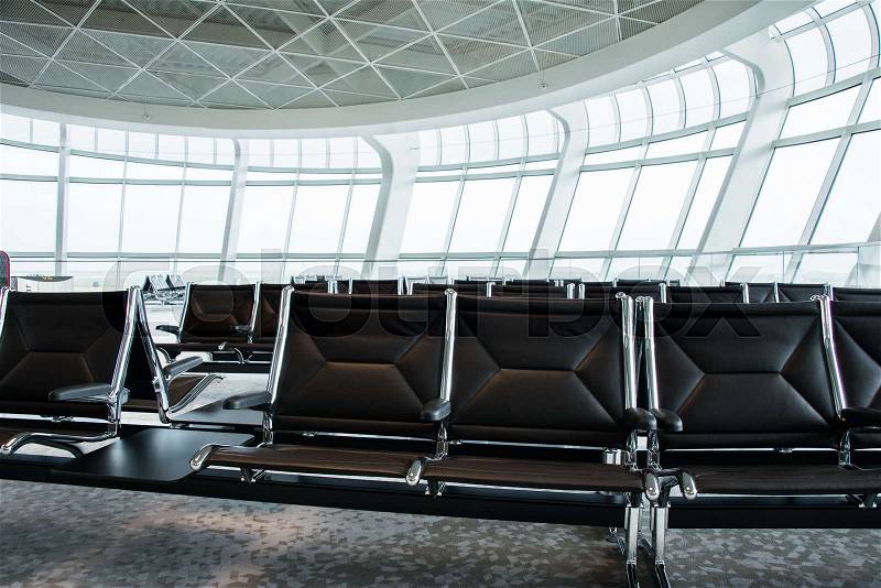 Chairs in the airport lounge area, stock photo