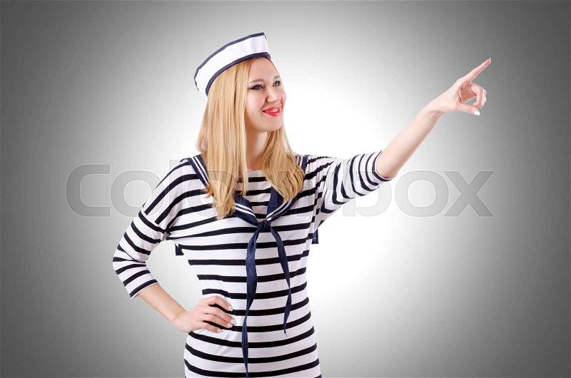 Woman sailor isolated on the white background, stock photo