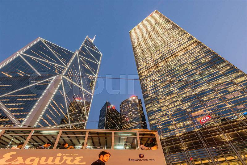 Hong Kong - JULY 31, 2014: Bank of China office on July 31 in China, Hong Kong. Bank of China office building is one of the iconic buildings in HK, stock photo