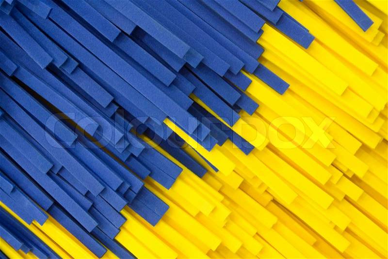 Yellow and blue strip facture of car wash brush, stock photo