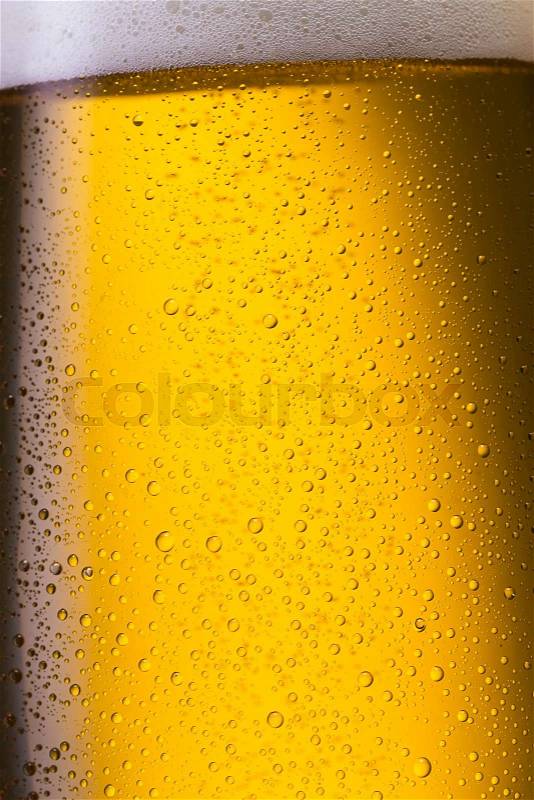 A close-up from a german beer glass with dew drops. Taken in Studio with a 5D mark III, stock photo
