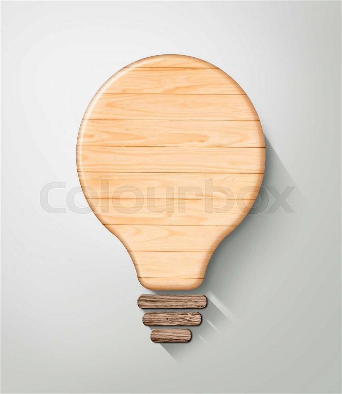 New idea concept wooden bulb lamp, stock photo