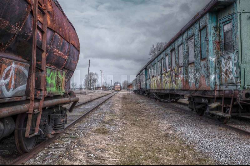 Old train wagons, stock photo