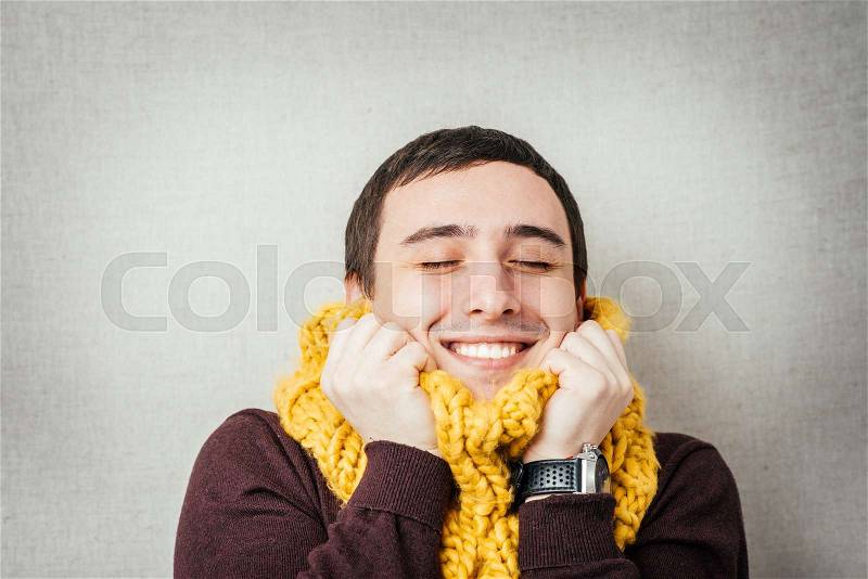 man with a scarf heats, stock photo