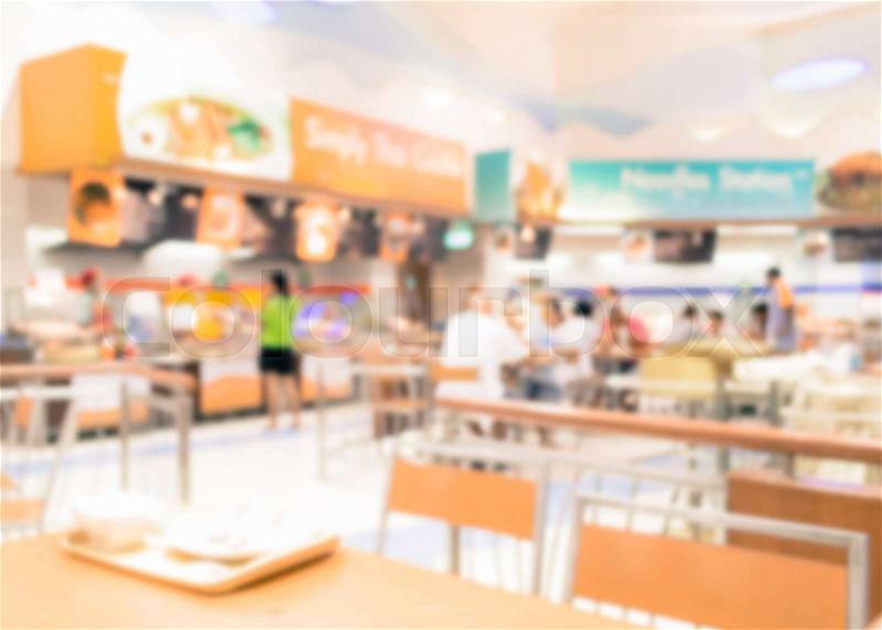 Abstract of blurred people in the food court, stock photo
