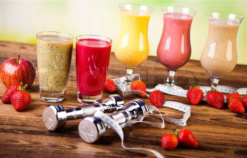 Healthy diet, protein shakes, sport and fitness, stock photo