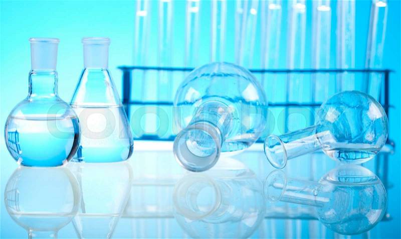 Research and experiments, bright modern chemical concept, stock photo