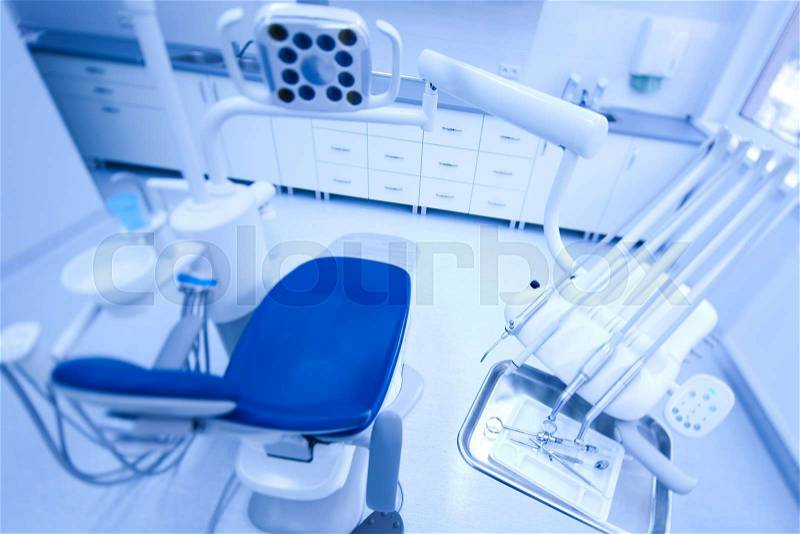 Dental office, equipment, bright colorful tone concept, stock photo