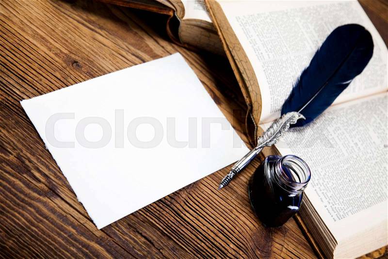 Old paper, pen, natural colorful tone, stock photo