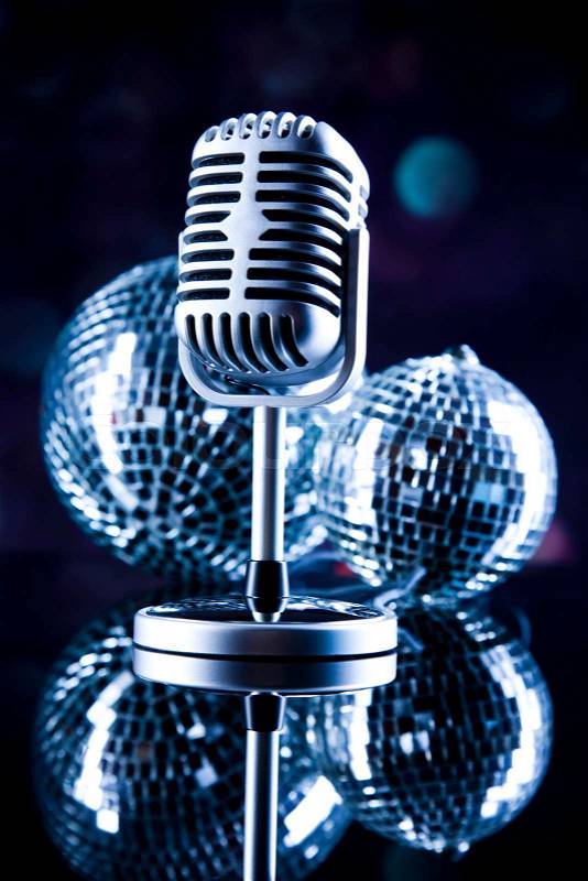 Music background, microphone, music saturated concept, stock photo