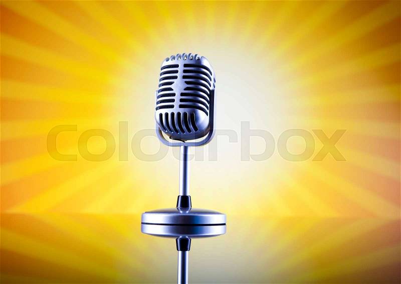 Retro microphone, music saturated concept, stock photo