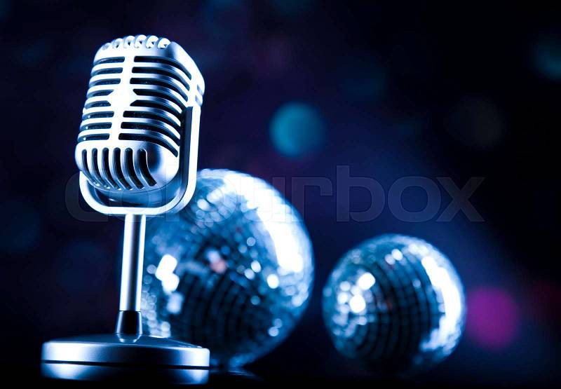 Vintage microphone, music saturated concept, stock photo