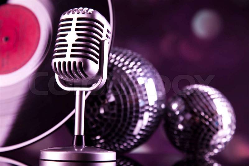 Music microphone, music saturated concept, stock photo