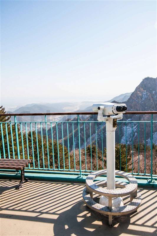 Observation point with telescope at Seoraksan National Park, stock photo