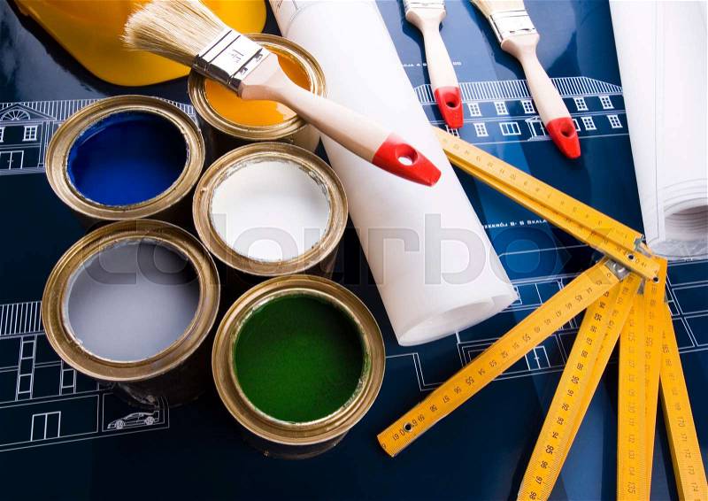 Architecture plan, natural colorful tone, stock photo
