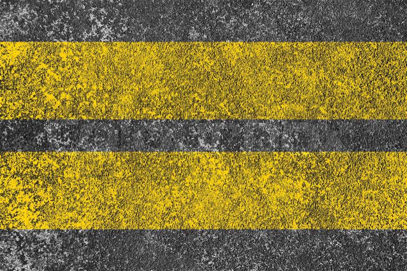 Yellow lines is painted on the asphalt road. | Stock Photo | Colourbox