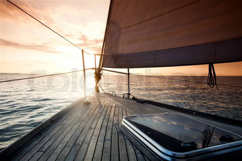Sailing away, summertime saturated colorful theme, stock photo