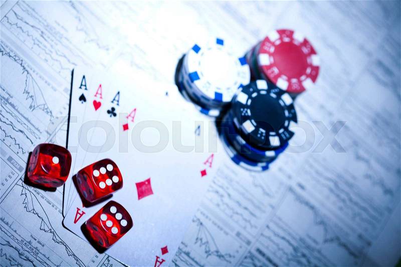Play in the casino, ambient light saturated theme, stock photo