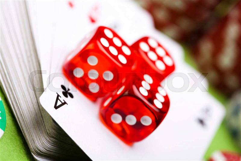 Dice, ambient light saturated theme, stock photo