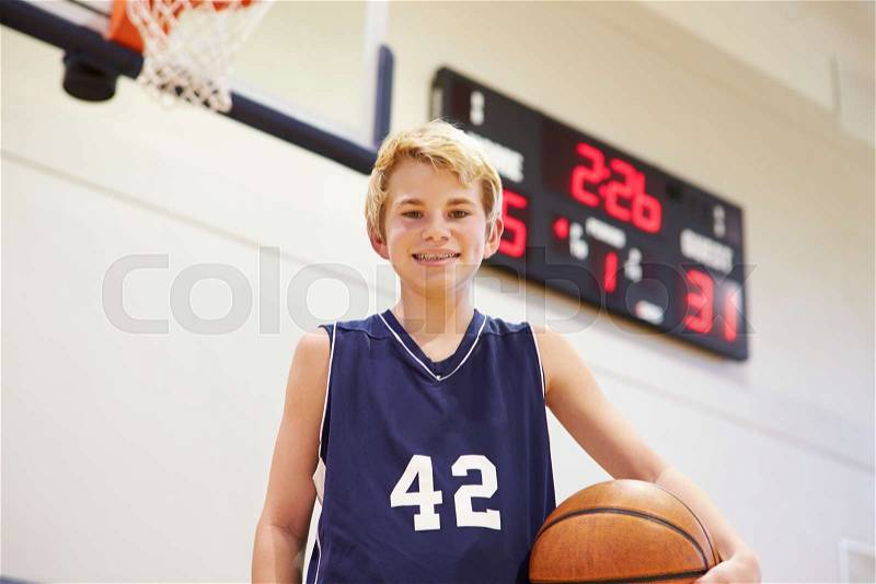 Portrait Of Male High School Basketball Player, stock photo