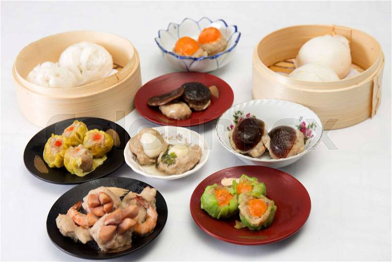 Group of stream Dim Sum chinese food / Cooking Dim sum concept, stock photo