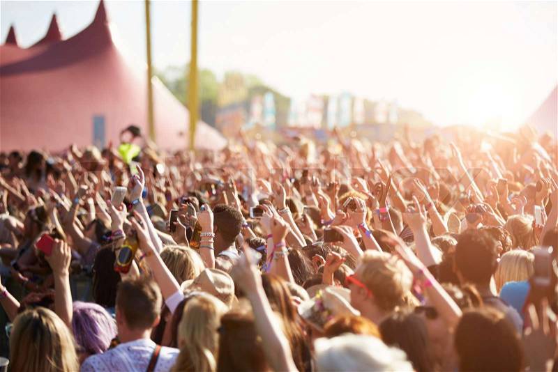 Audience At Outdoor Music Festival, stock photo