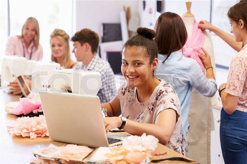 College Students Studying Fashion And Design, stock photo