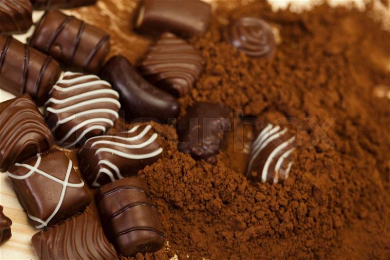 Chocolate and Nuts, vivid colors, natural tone, stock photo