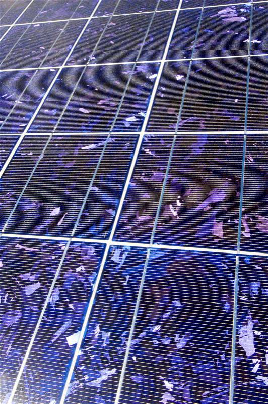 Closeup of a photovoltaic panel for electric energy production, stock photo